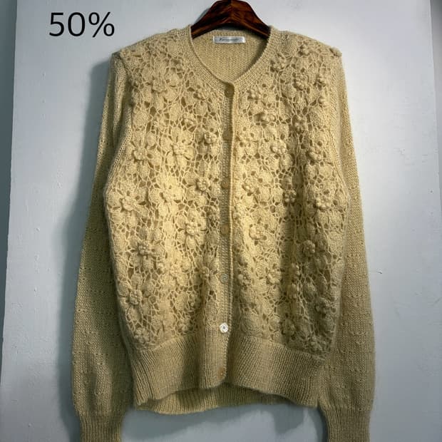 Wool 50% 펀칭가디건 L