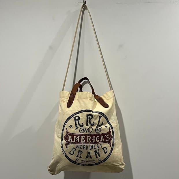더블알엘 RRL 가죽 캔버스 덕 토트백 크로스백