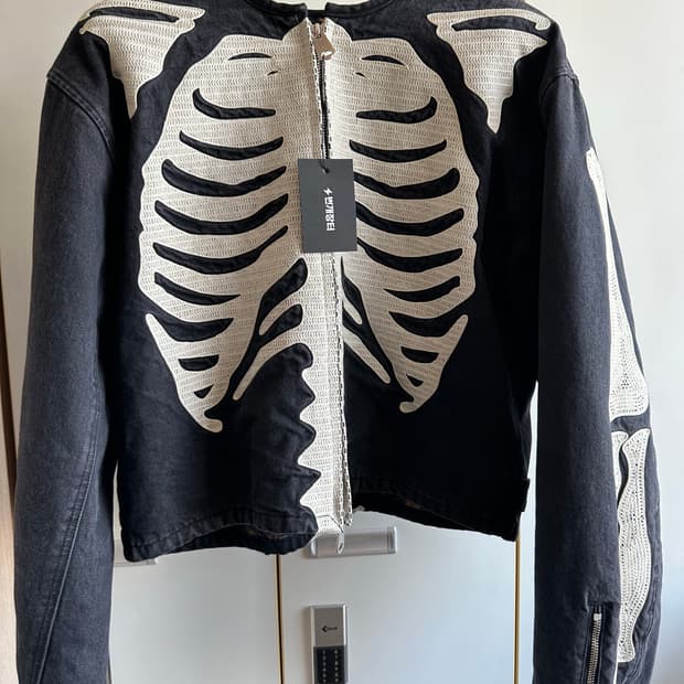 캐피탈 14온즈 블랙 X 블랙 데님 모토크로스 본 자켓 블랙