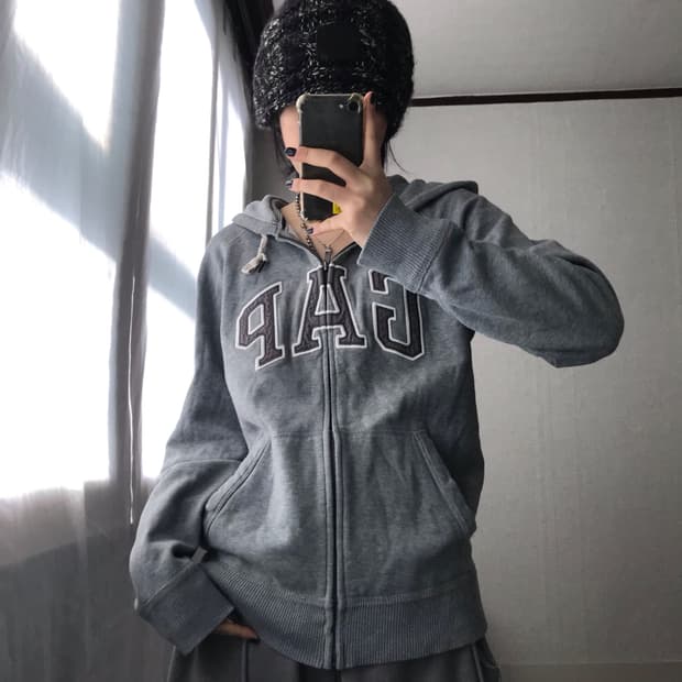 갭 그레이 후드집업