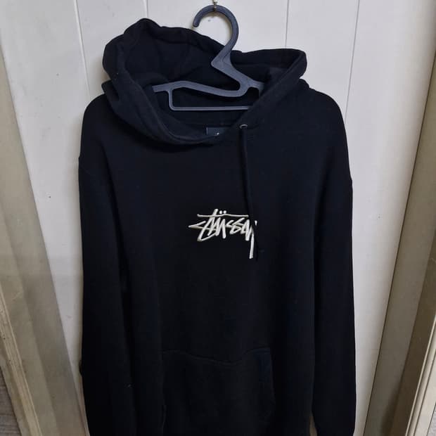 스투시 블랙 기모 후드티 105 상태 좋음