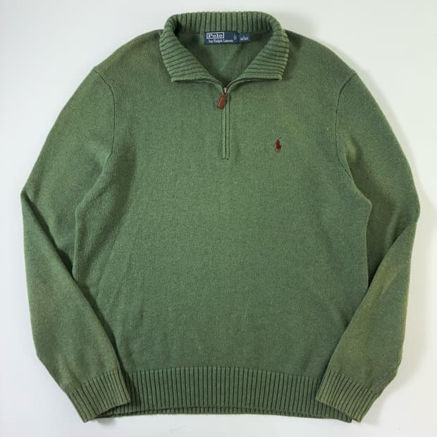 Polo  폴로 랄프로렌 자수 코튼 반집업 니트