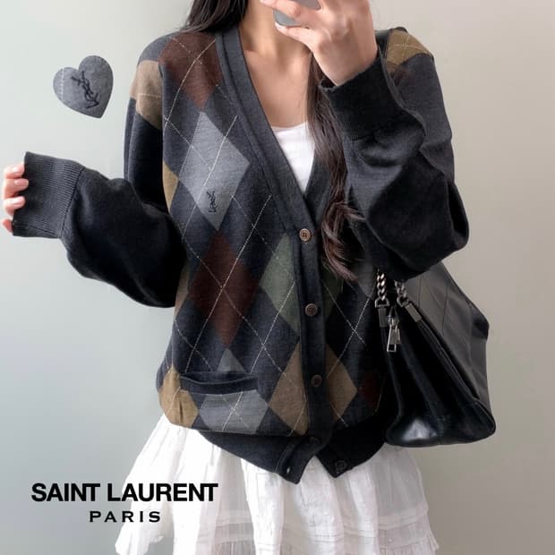 입생로랑 아가일 가디건