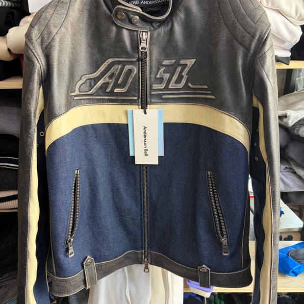 앤더슨벨 레이싱 레더 자켓 awa591m(BLACK)