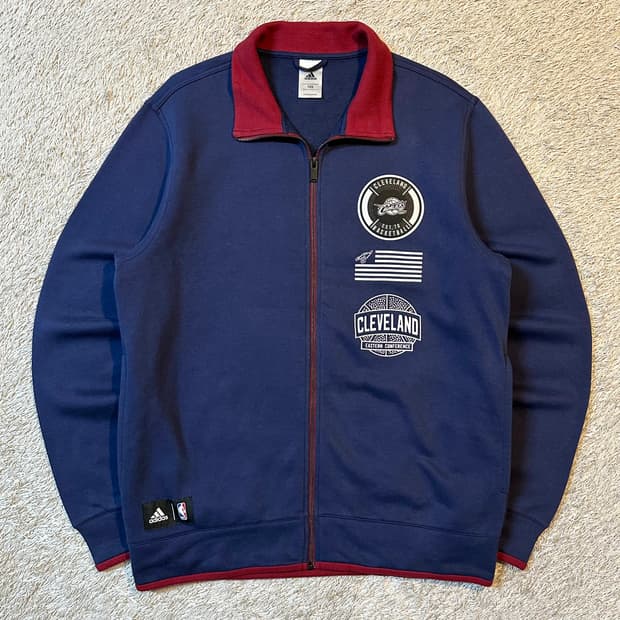 희귀) 아디다스 NBA 클리브랜드 코튼 트랙탑 져지 네이비 버건디