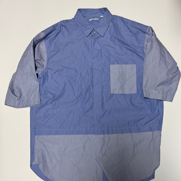 유니클로 X 질샌더 스트라이프 원 포켓 반팔 셔츠 XL ~ 2XL