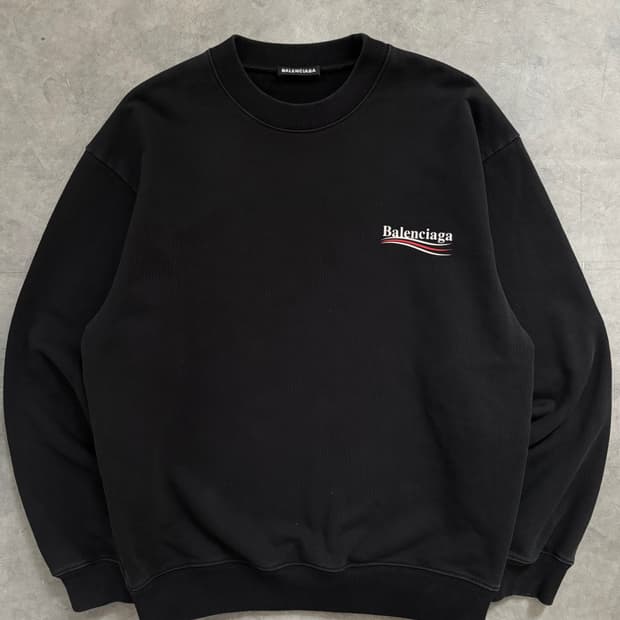 Balenciaga 발렌시아가 블랙 웨이브 로고 맨투맨 