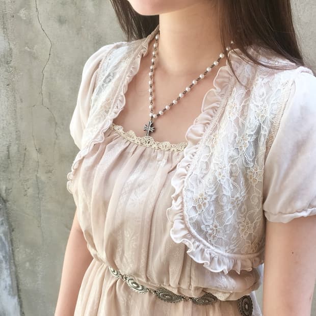 빈티지 레이스 자수 볼레로
