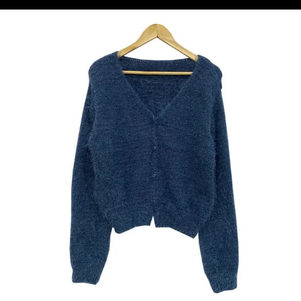 블루 앙고라 니트 가디건