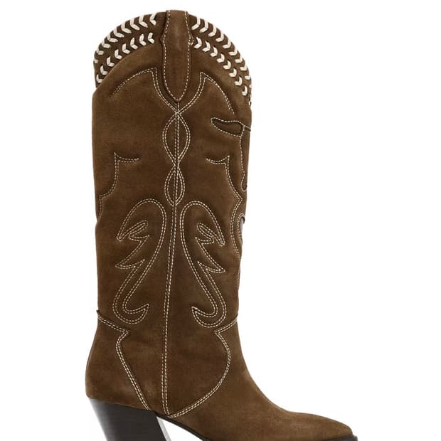 자라 자수 장식 레더 부츠