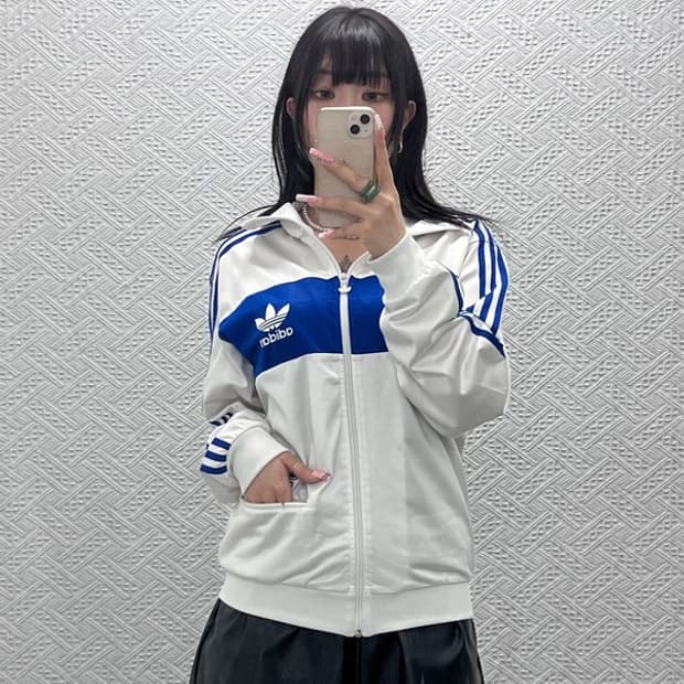 아디다스 초희귀 Y2K 레트로 배색 칠레 져지 집업 S C12458