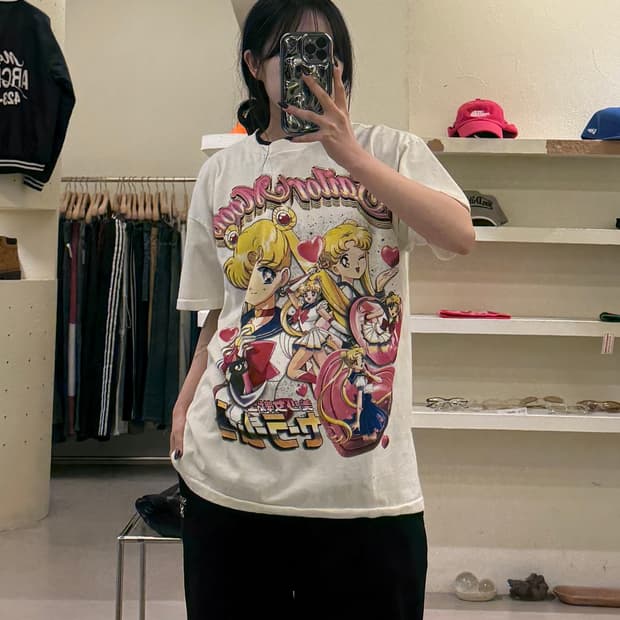 빈티지 달의 요정 세일러문 프린팅 반팔 티셔츠 U1527