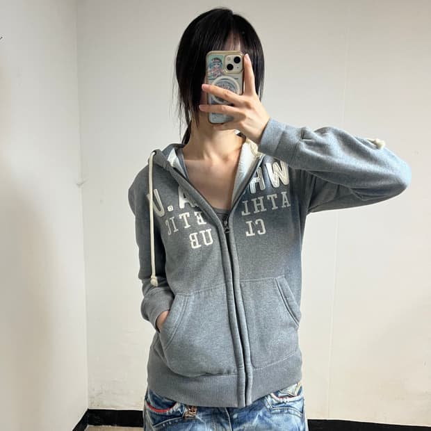 Who.A.U Gray Zip-Up Hoodie