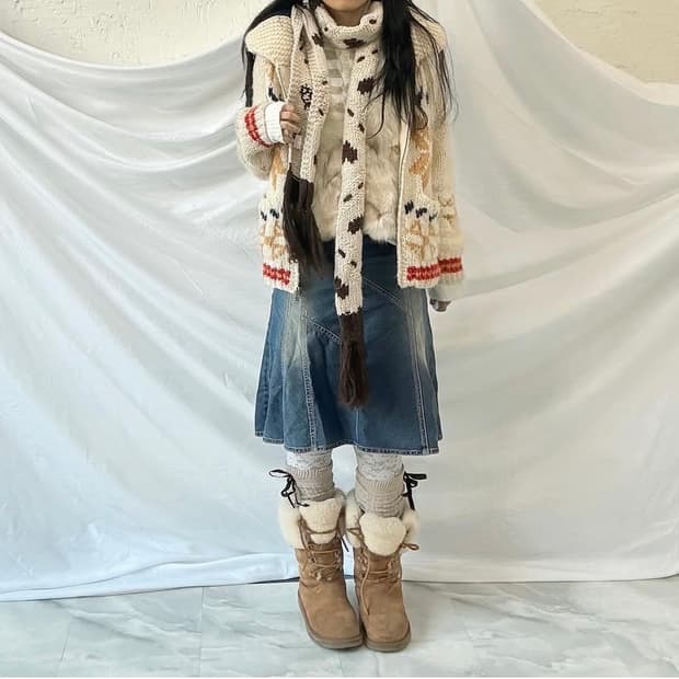 스트라이프 쭉티, 여우털베스트, 코위찬, 데님스커트