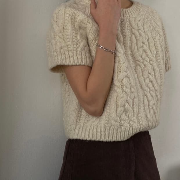 울 케이블 반팔니트 겨울용 (울100)