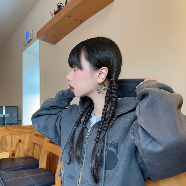 스투시 8볼 피그먼트 다이드 집 후드 블랙 s