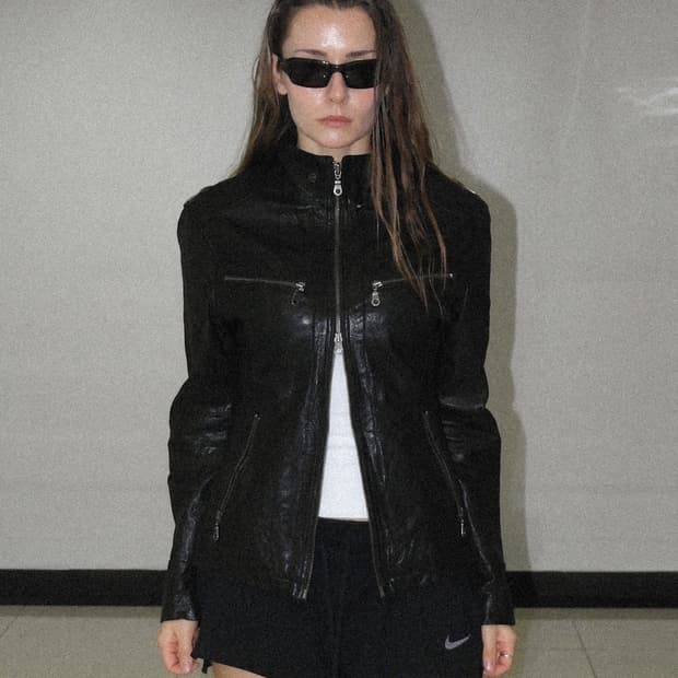 바이커 블랙 레더 자켓