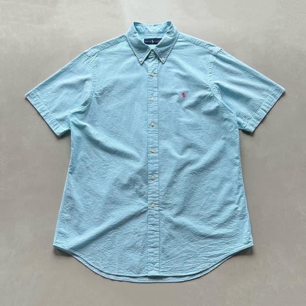 [L-XL]폴로 랄프로렌 시어서커 스트라이프 반팔 셔츠