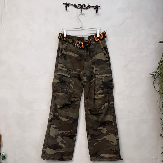 Ash khaki camouflage multi pocket 카고팬츠 
