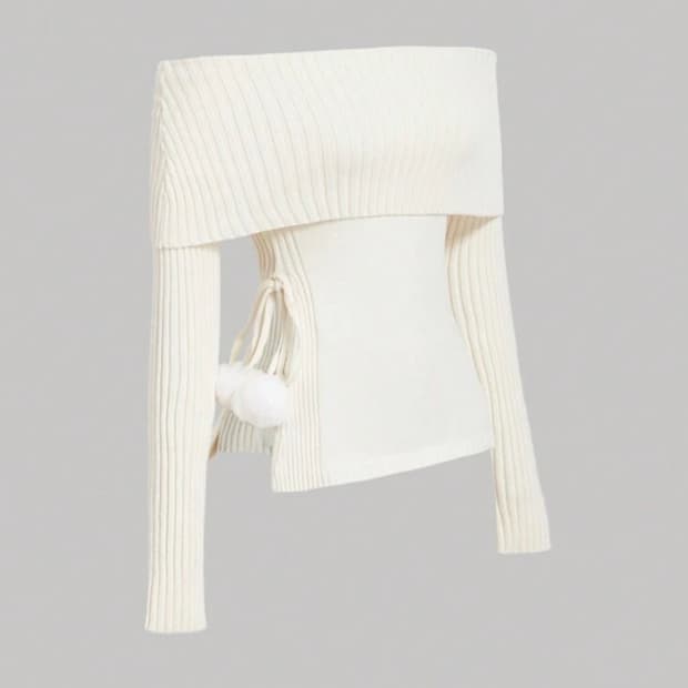 아이보리 오프숄더 니트