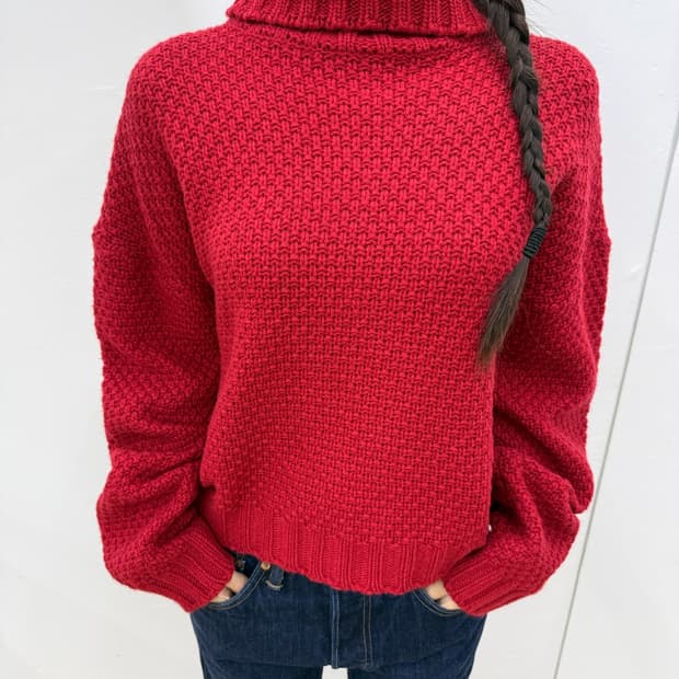 vtg red high neck knit