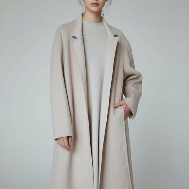 시스템 한섬 라이트 핑크 울 논버튼 롱가디건(호칭90/Free)