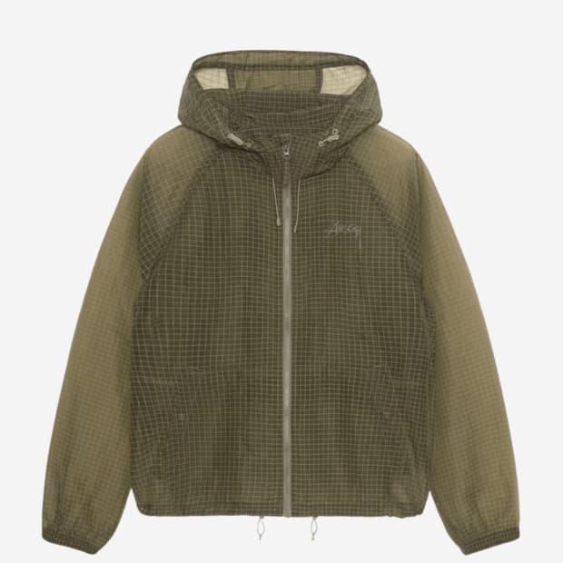 스투시 비치 쉘 립스탑 바람막이 올리브 L사이즈