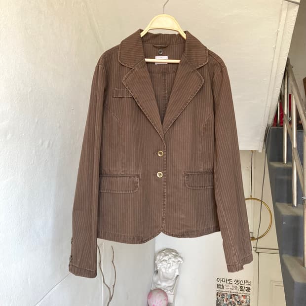 y2k 브라운 스트라이프 자켓
