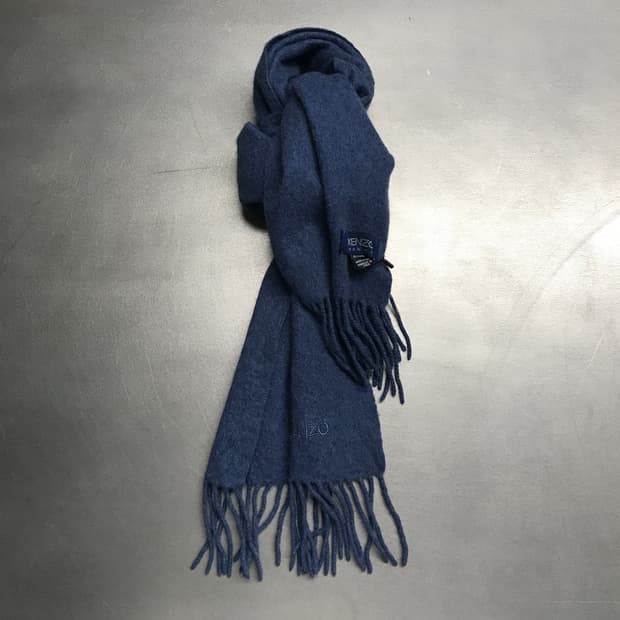 겐조 캐시미어 로고 머플러 블루
