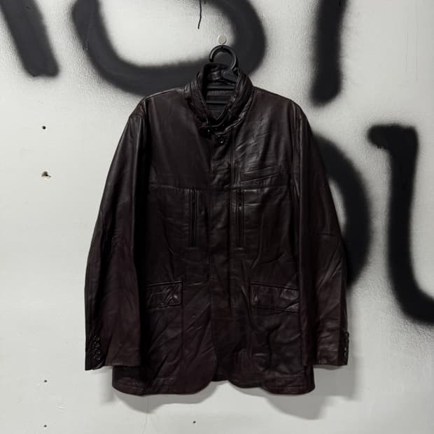 D'urban 더반 100% 쉽스킨 버클 디테일 딥 브라운 양가죽 자켓