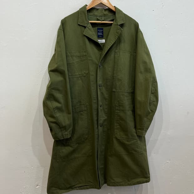 Back Number 헤링본 Washi Denim 밀리터리 코트 