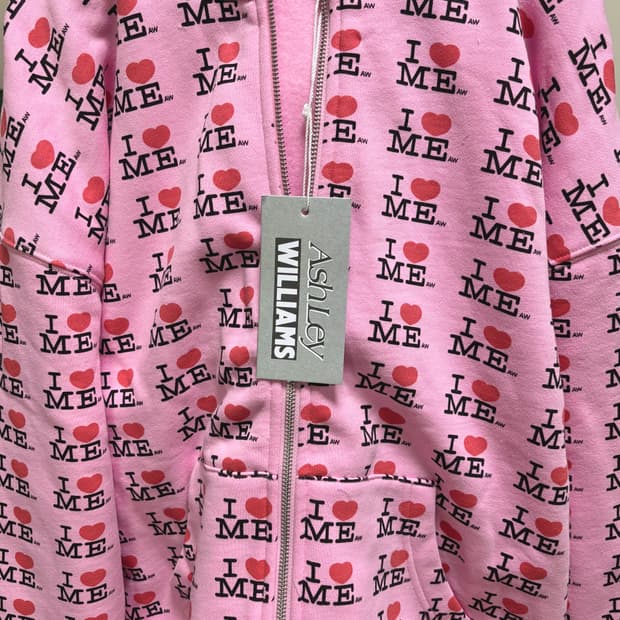 애슐리 윌리엄스 아이하트미 패턴 핑크 후드집업 