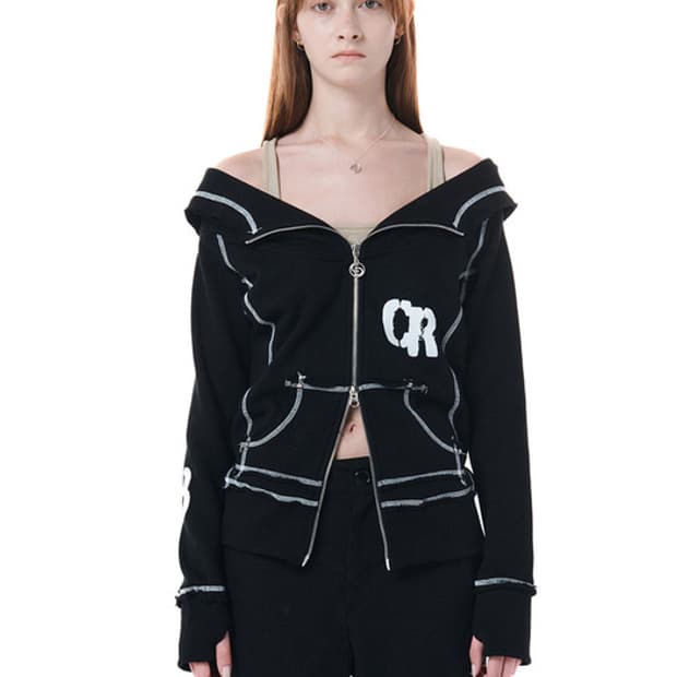 세릭 CERRIC CUT OUT HOOD ZIP UP / BLACK