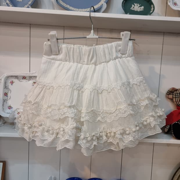 일본 로리타 화이트 레이스 프릴 스커트