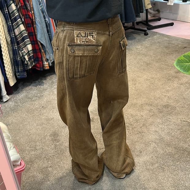 휠라 올드스쿨 페이드워싱 와이드 팬츠(34)