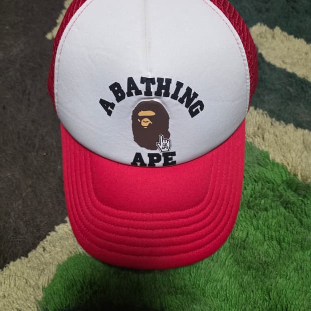 [OS]베이프 GOAPE 포인트 컬리지 메쉬캡 레드