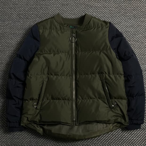 베네통 배색 덕다운 푸퍼 패딩 자켓y 5017