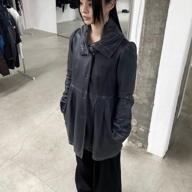 조르지오 브라토 램스킨 퍼프 레더 자켓