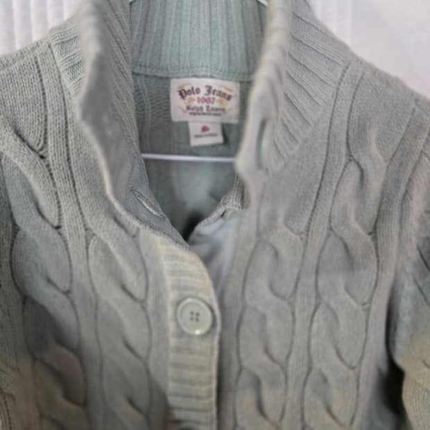 폴로 케이블 니트 가디건 민트