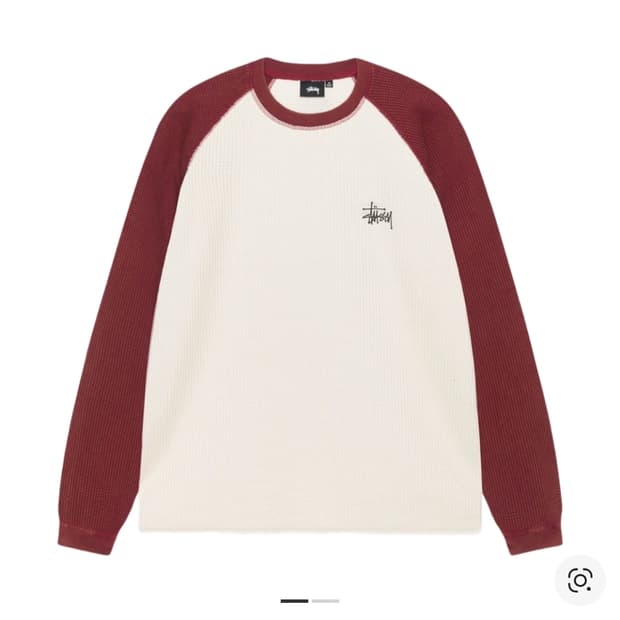 (M,L)스투시 베이직 써멀 투톤 롱슬리브 티셔츠 오프 화이트