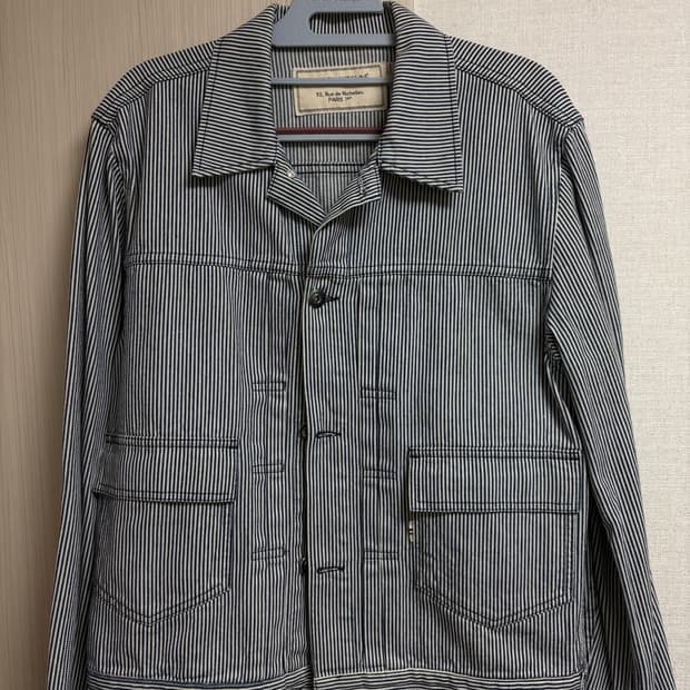 메종키츠네 스트라이프 데님 자켓