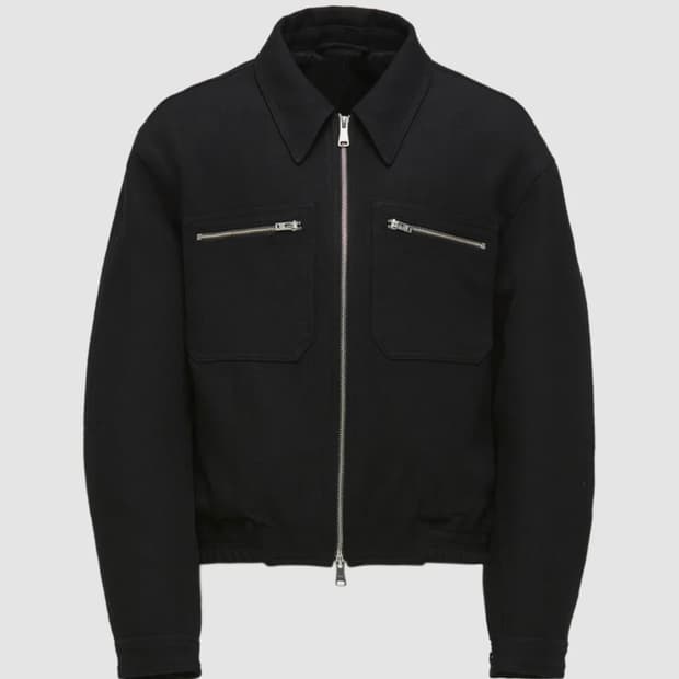 쿠어 울 린넨 블렌드 더블 집 포켓 점퍼 (블랙)