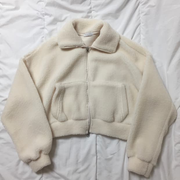아이보리 크롭 털 자켓 뽀글이 후리스