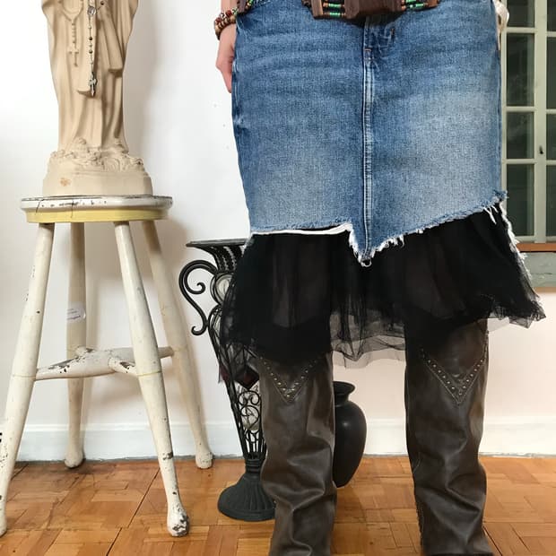 vintage denim sha skirt (29inch)
