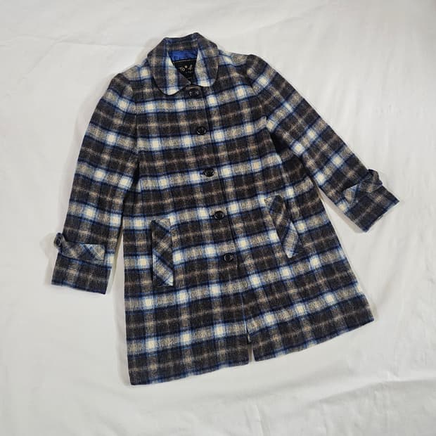 To b by agnes b 아네스베 프렌치 빈티지 모리걸 체크 코트