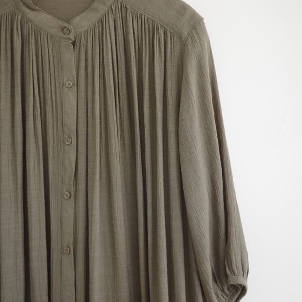 일본 빈티지 카키 셔츠형 원피스