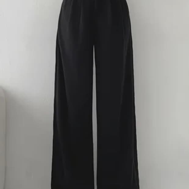 리스 핀턱 와이드핏 롱 밴딩 슬랙스