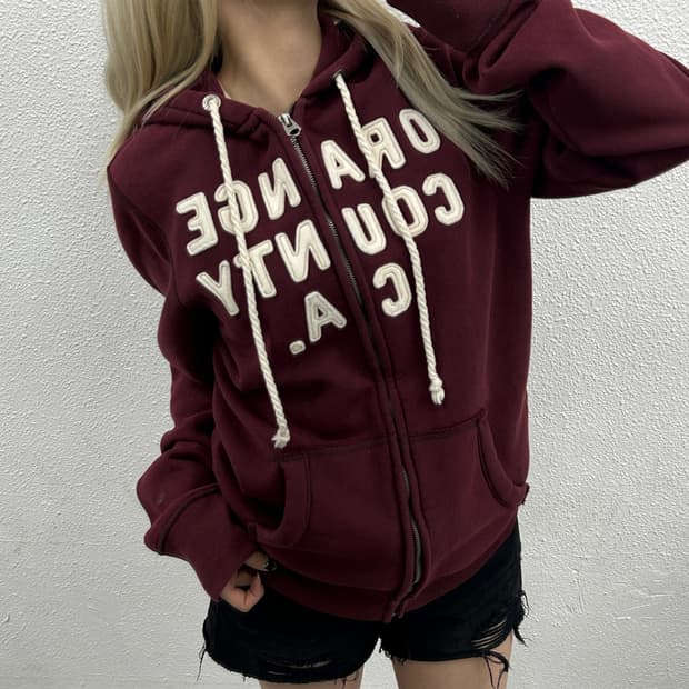 홀리스터 센터로고 와인 후드집업 S