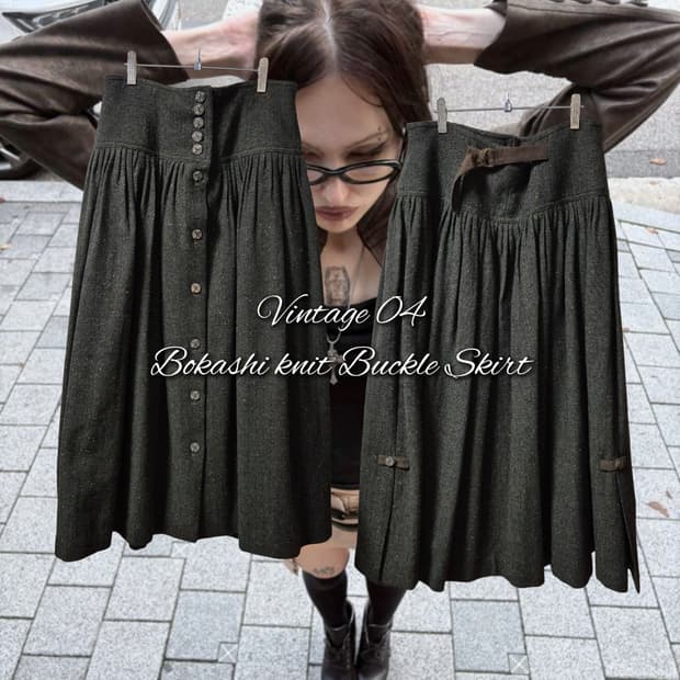 Vintage 04 Bokashi knit Buckle Skirt