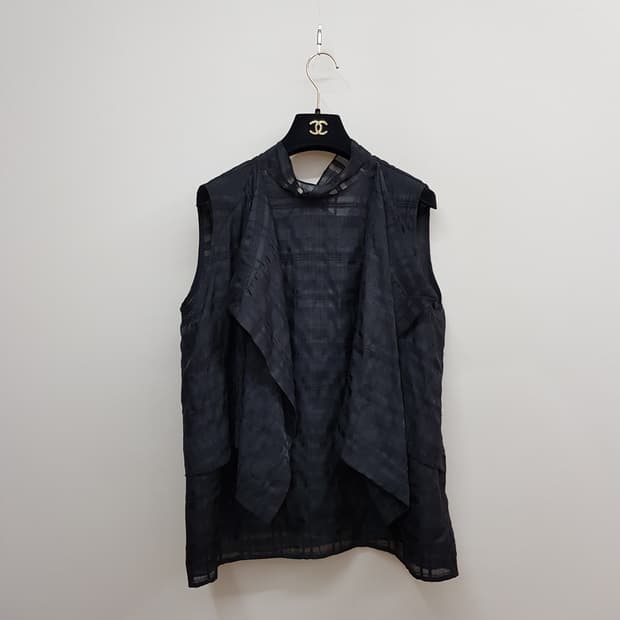 모조에스핀 2022 블랙 체크 레이어드 블라우스 M사이즈